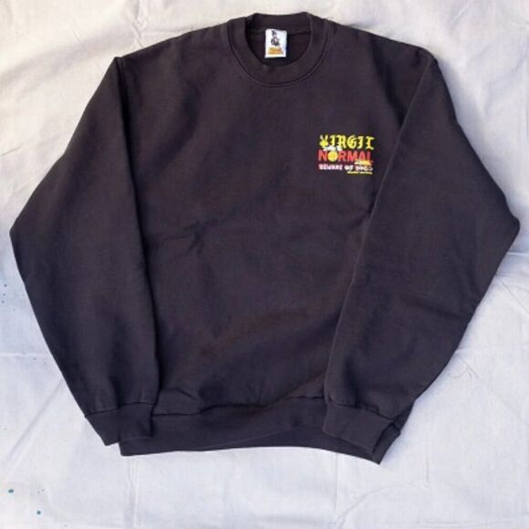 Virgil Normal Beware Of Dog Long Sleeve Crewneck Sweatshirt Off Black Size M NWT - Picture 1 of 6